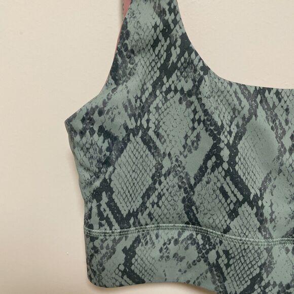 Fabletics Womens S/M Harlyn Midi Medium Impact Sports Bra Snake/pink Canyon - Picture 4 of 8